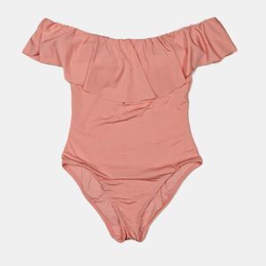 Trina Turk Off The Shoulder Ruffle One Piece Swimsuit Size 4 Coquette Romantic